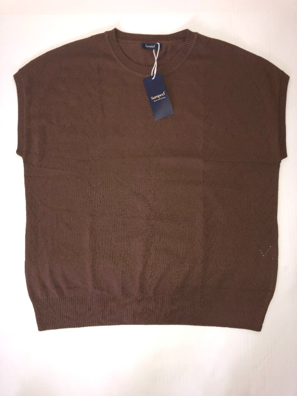 Sampeel Short Sleeve Sweater Knit Top Crew Neck Brown Size XL